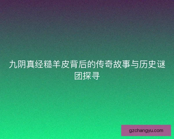 九阴真经糙羊皮背后的传奇故事与历史谜团探寻