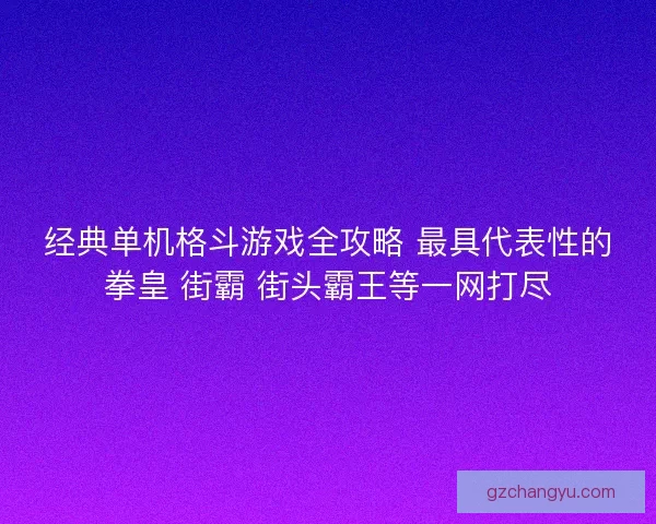 经典单机格斗游戏全攻略 最具代表性的拳皇 街霸 街头霸王等一网打尽