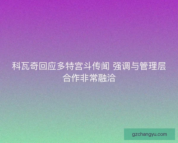 科瓦奇回应多特宫斗传闻 强调与管理层合作非常融洽