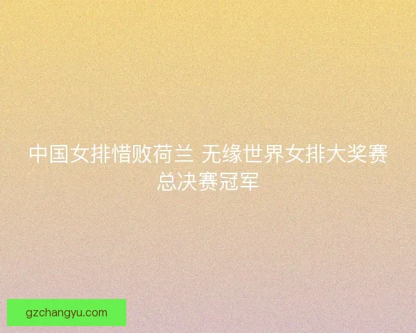 中国女排惜败荷兰 无缘世界女排大奖赛总决赛冠军