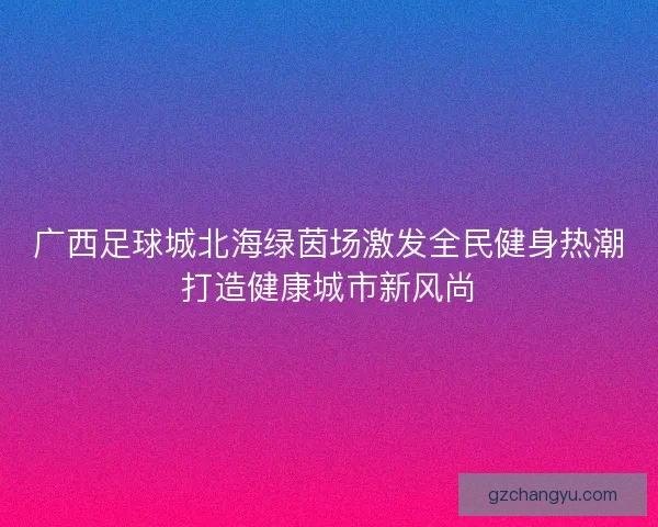 广西足球城北海绿茵场激发全民健身热潮打造健康城市新风尚